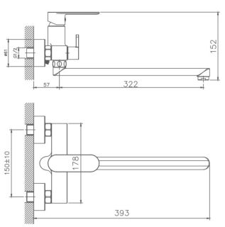 Смеситель для ванны Haiba HB22590-7 чёрный матовый